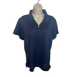 TRI MOUNTAIN PERFORMANCE Women's Large Navy Blue Polo Shirt Moisture Wicking